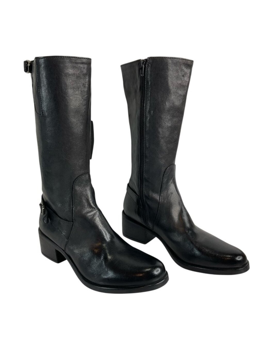 Emanuele Crasto Boots Womens 41 US 10 Blk Italian Leather Moto Riding Nwt $487